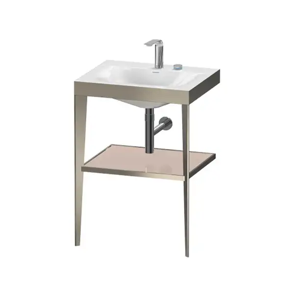 Металлическая консоль с раковиной c-bonded Duravit XViu 60 х 48 х h85 см, матовое шампанское/абрикосовый жемчуг (XV4714EB110) фото 1 Aquada.com.ua