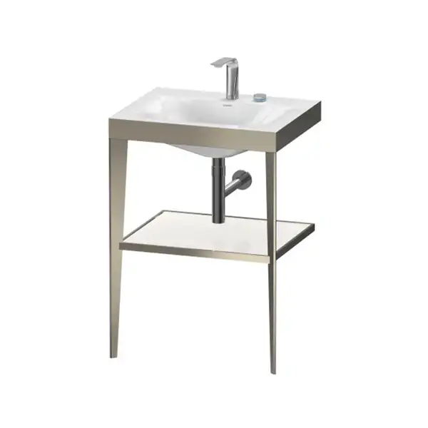 Металлическая консоль с раковиной c-bonded Duravit XViu 60 х 48 х h85 см, матовое шампанское/белый глянцевый (XV4714EB185) фото 1 Aquada.com.ua