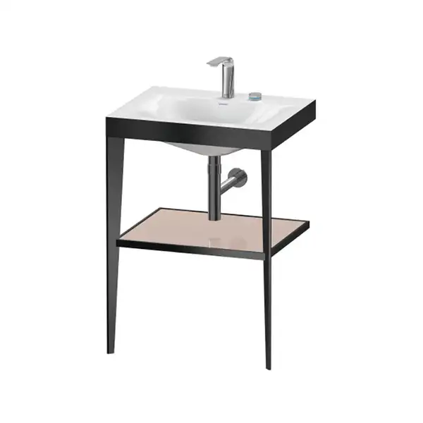 Металлическая консоль с раковиной c-bonded Duravit XViu 60 х 48 х h85 см, чёрный матовый/абрикосовый жемчуг (XV4714EB210) фото 1 Aquada.com.ua
