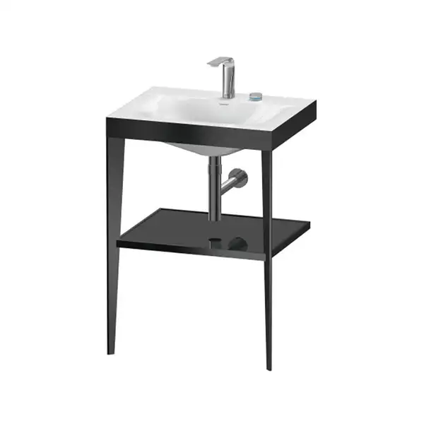 Металлическая консоль с раковиной c-bonded Duravit XViu 60 х 48 х h85 см, чёрный матовый/чёрный глянцевый (XV4714EB240) фото 1 Aquada.com.ua