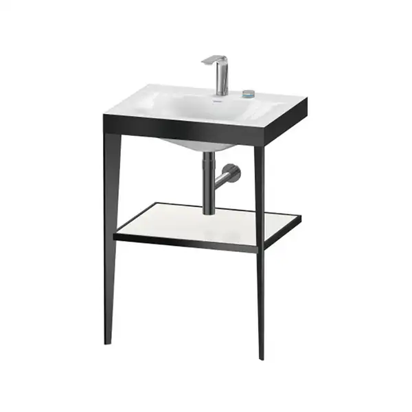 Металлическая консоль с раковиной c-bonded Duravit XViu 60 х 48 х h85 см, чёрный матовый/белый глянцевый (XV4714EB285) фото 1 Aquada.com.ua