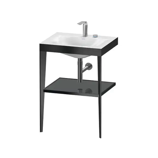 Металлическая консоль с раковиной c-bonded Duravit XViu 60 х 48 х h85 см, чёрный матовый/серый (XV4714EB289) фото 1 Aquada.com.ua
