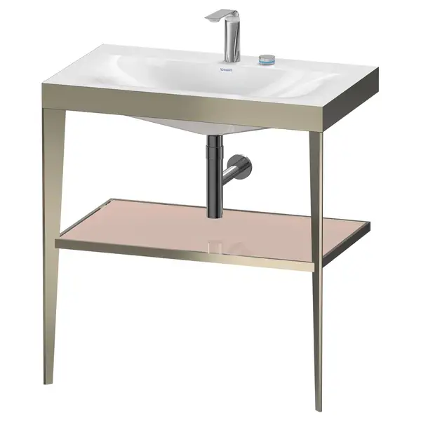 Металлическая консоль с раковиной c-bonded Duravit XViu 80 х 48 х h85 см, матовое шампанское/абрикосовый жемчуг (XV4715EB110) фото 1 Aquada.com.ua