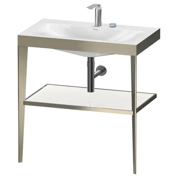 Металлическая консоль с раковиной c-bonded Duravit XViu 80 х 48 х h85 см, матовое шампанское/белый глянцевый (XV4715EB185) фото 1 Aquada.com.ua