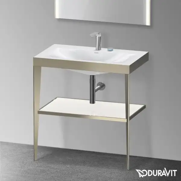 Металлическая консоль с раковиной c-bonded Duravit XViu 80 х 48 х h85 см, матовое шампанское/белый глянцевый (XV4715EB185) фото 3 Aquada.com.ua