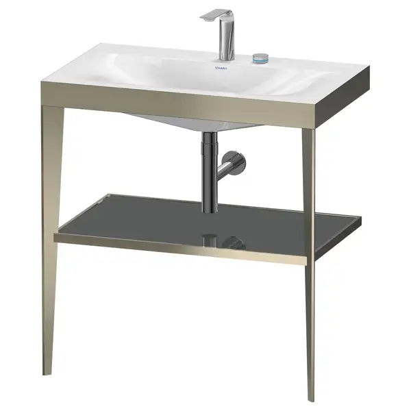 Металлическая консоль с раковиной c-bonded Duravit XViu 80 х 48 х h85 см, матовое шампанское/серый (XV4715EB189) фото 1 Aquada.com.ua