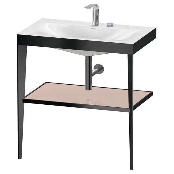 Металлическая консоль с раковиной c-bonded Duravit XViu 80 х 48 х h85 см, чёрный матовый/абрикосовый жемчуг (XV4715EB210) фото 1 Aquada.com.ua