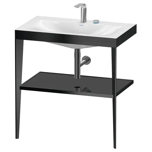 Металлическая консоль с раковиной c-bonded Duravit XViu 80 х 48 х h85 см, чёрный матовый/чёрный глянцевый (XV4715EB240) фото 1 Aquada.com.ua