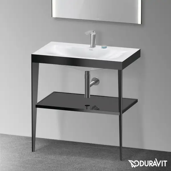 Металлическая консоль с раковиной c-bonded Duravit XViu 80 х 48 х h85 см, чёрный матовый/чёрный глянцевый (XV4715EB240) фото 2 Aquada.com.ua