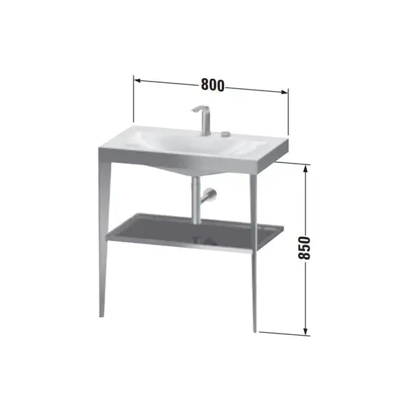 Металлическая консоль с раковиной c-bonded Duravit XViu 80 х 48 х h85 см, чёрный матовый/чёрный глянцевый (XV4715EB240) фото 5 Aquada.com.ua