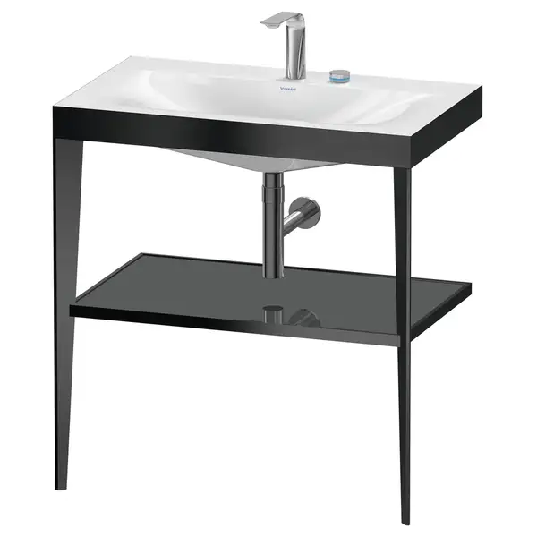 Металлическая консоль с раковиной c-bonded Duravit XViu 80 х 48 х h85 см, чёрный матовый/серый (XV4715EB289) фото 1 Aquada.com.ua