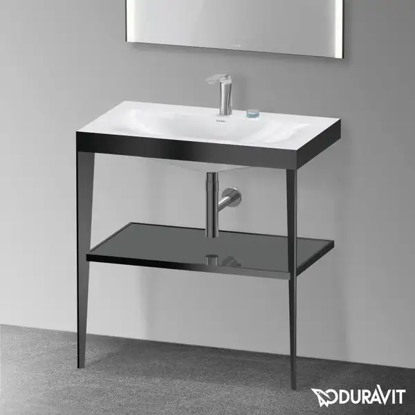 Металлическая консоль с раковиной c-bonded Duravit XViu 80 х 48 х h85 см, чёрный матовый/серый (XV4715EB289) фото 2 Aquada.com.ua