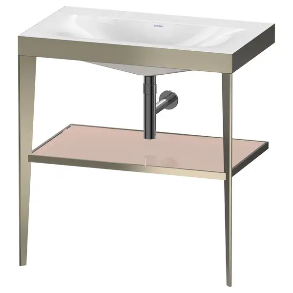 Металлическая консоль с раковиной c-bonded Duravit XViu 80 х 48 х h85 см, матовое шампанское/абрикосовый жемчуг (XV4715NB110) фото 1 Aquada.com.ua