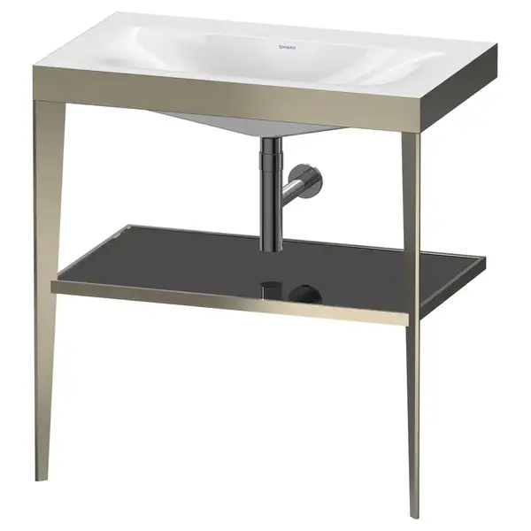 Металлическая консоль с раковиной c-bonded Duravit XViu 80 х 48 х h85 см, матовое шампанское/чёрный глянецевый (XV4715NB140) фото 1 Aquada.com.ua