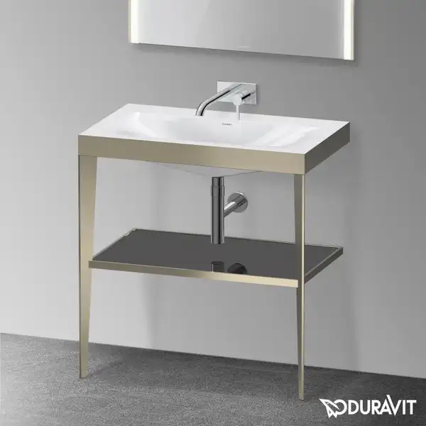 Металлическая консоль с раковиной c-bonded Duravit XViu 80 х 48 х h85 см, матовое шампанское/чёрный глянецевый (XV4715NB140) фото 2 Aquada.com.ua