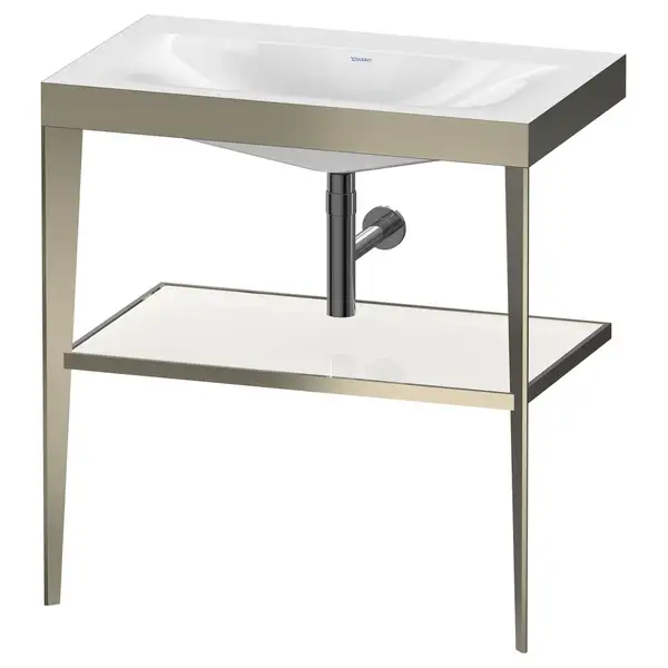 Металлическая консоль с раковиной c-bonded Duravit XViu 80 х 48 х h85 см, матовое шампанское/белый глянецевый (XV4715NB185) фото 1 Aquada.com.ua