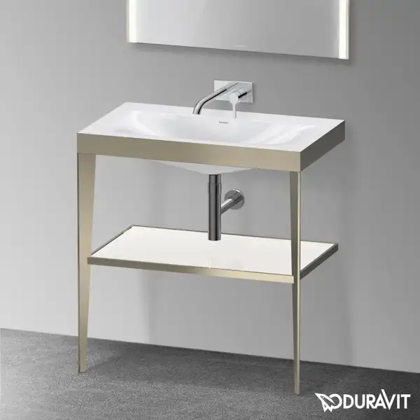 Металлическая консоль с раковиной c-bonded Duravit XViu 80 х 48 х h85 см, матовое шампанское/белый глянецевый (XV4715NB185) фото 2 Aquada.com.ua