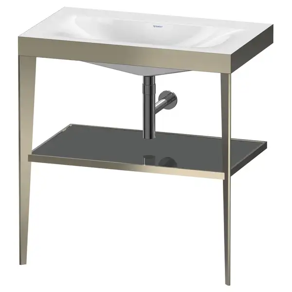Металлическая консоль с раковиной c-bonded Duravit XViu 80 х 48 х h85 см, матовое шампанское/серый (XV4715NB189) фото 1 Aquada.com.ua