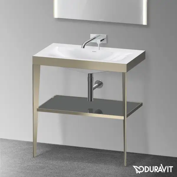 Металлическая консоль с раковиной c-bonded Duravit XViu 80 х 48 х h85 см, матовое шампанское/серый (XV4715NB189) фото 2 Aquada.com.ua