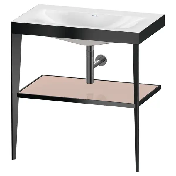 Металлическая консоль с раковиной c-bonded Duravit XViu 80 х 48 х h85 см, чёрный матовый/абрикосовый жемчуг (XV4715NB210) фото 1 Aquada.com.ua