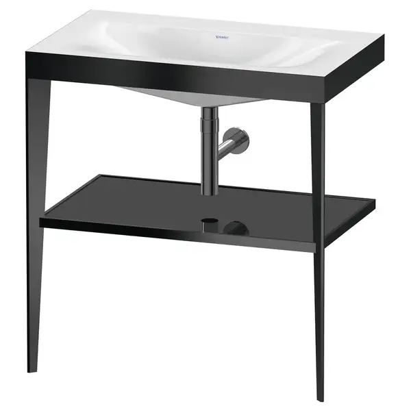 Металлическая консоль с раковиной c-bonded Duravit XViu 80 х 48 х h85 см, чёрный матовый/чёрный глянцевый (XV4715NB240) фото 1 Aquada.com.ua