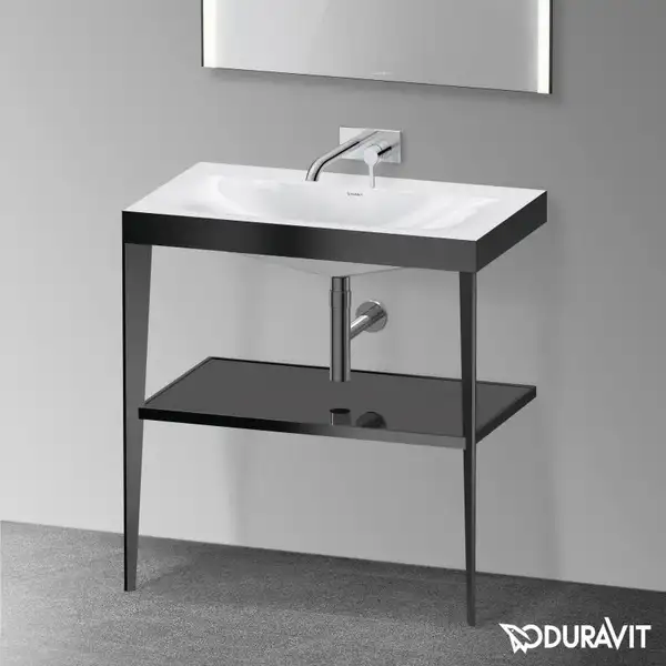 Металлическая консоль с раковиной c-bonded Duravit XViu 80 х 48 х h85 см, чёрный матовый/чёрный глянцевый (XV4715NB240) фото 2 Aquada.com.ua