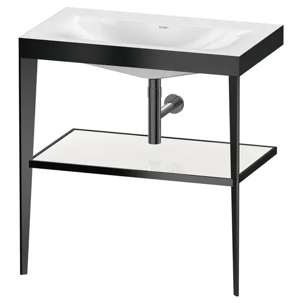 Металлическая консоль с раковиной c-bonded Duravit XViu 80 х 48 х h85 см, чёрный матовый/белый глянцевый (XV4715NB285) фото 1 Aquada.com.ua