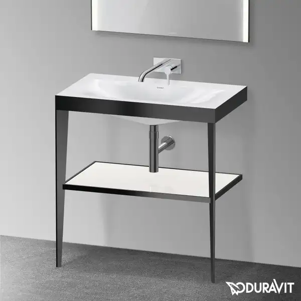Металлическая консоль с раковиной c-bonded Duravit XViu 80 х 48 х h85 см, чёрный матовый/белый глянцевый (XV4715NB285) фото 2 Aquada.com.ua