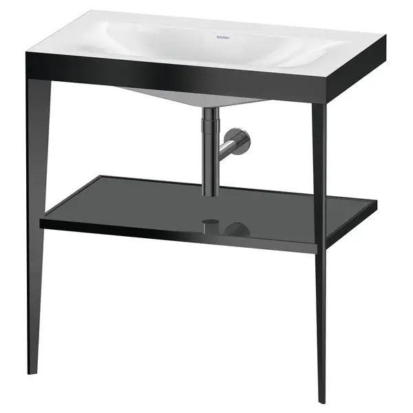 Металлическая консоль с раковиной c-bonded Duravit XViu 80 х 48 х h85 см, чёрный матовый/серый (XV4715NB289) фото 1 Aquada.com.ua