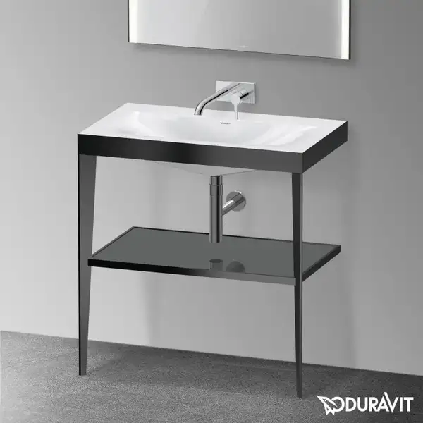 Металлическая консоль с раковиной c-bonded Duravit XViu 80 х 48 х h85 см, чёрный матовый/серый (XV4715NB289) фото 2 Aquada.com.ua