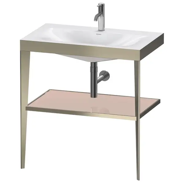 Металлическая консоль с раковиной c-bonded Duravit XViu 80 х 48 х h85 см, матовое шампанское/абрикосовый жемчуг (XV4715OB110) фото 1 Aquada.com.ua