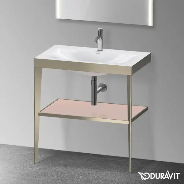 Металлическая консоль с раковиной c-bonded Duravit XViu 80 х 48 х h85 см, матовое шампанское/абрикосовый жемчуг (XV4715OB110) фото 2 Aquada.com.ua