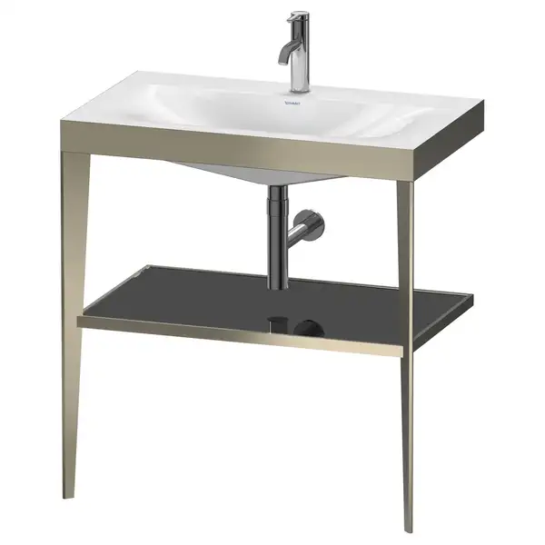 Металлическая консоль с раковиной c-bonded Duravit XViu 80 х 48 х h85 см, матовое шампанское/чёрный глянцевый (XV4715OB140) фото 1 Aquada.com.ua