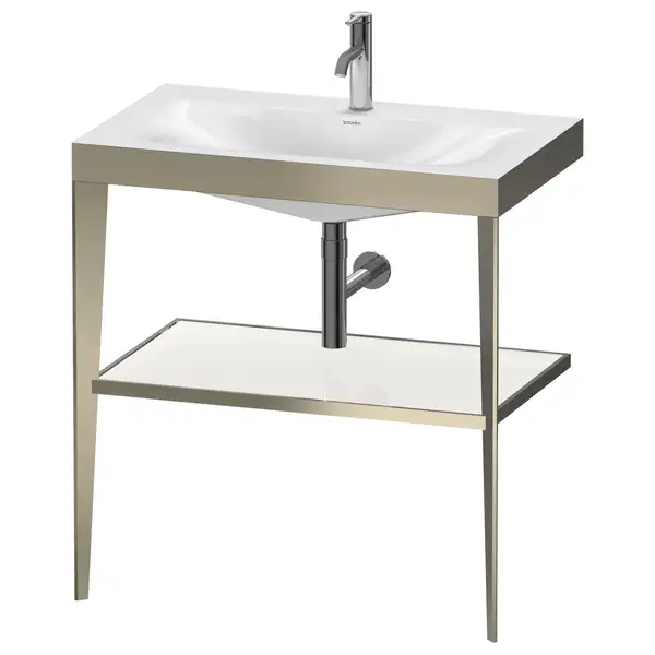 Металлическая консоль с раковиной c-bonded Duravit XViu 80 х 48 х h85 см, матовое шампанское/белый глянцевый (XV4715OB185) фото 1 Aquada.com.ua