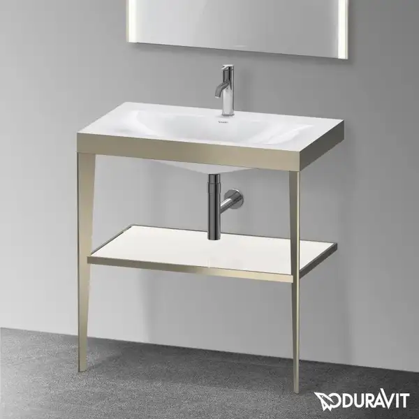 Металлическая консоль с раковиной c-bonded Duravit XViu 80 х 48 х h85 см, матовое шампанское/белый глянцевый (XV4715OB185) фото 2 Aquada.com.ua