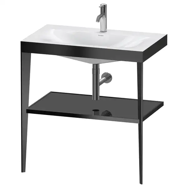 Металлическая консоль с раковиной c-bonded Duravit XViu 80 х 48 х h85 см, чёрный матовый/чёрный глянецевый (XV4715OB240) фото 1 Aquada.com.ua