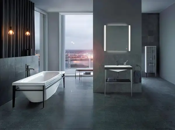 Металлическая консоль с раковиной c-bonded Duravit XViu 80 х 48 х h85 см, чёрный матовый/чёрный глянецевый (XV4715OB240) фото 4 Aquada.com.ua