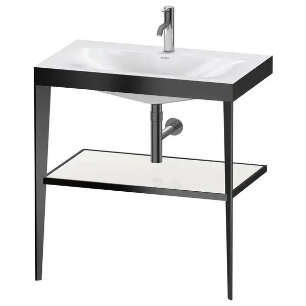 Металлическая консоль с раковиной c-bonded Duravit XViu 80 х 48 х h85 см, чёрный матовый/белый глянцевый (XV4715OB285) фото 1 Aquada.com.ua