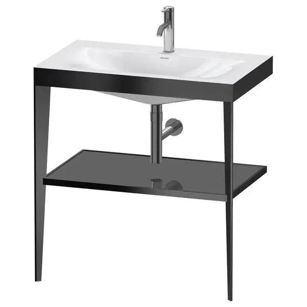 Металлическая консоль с раковиной c-bonded Duravit XViu 80 х 48 х h85 см, чёрный матовый/серый (XV4715OB289) фото 1 Aquada.com.ua
