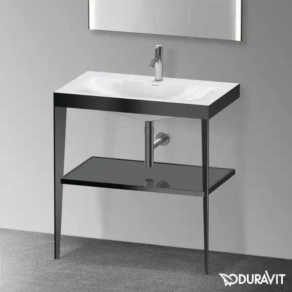 Металлическая консоль с раковиной c-bonded Duravit XViu 80 х 48 х h85 см, чёрный матовый/серый (XV4715OB289) фото 2 Aquada.com.ua