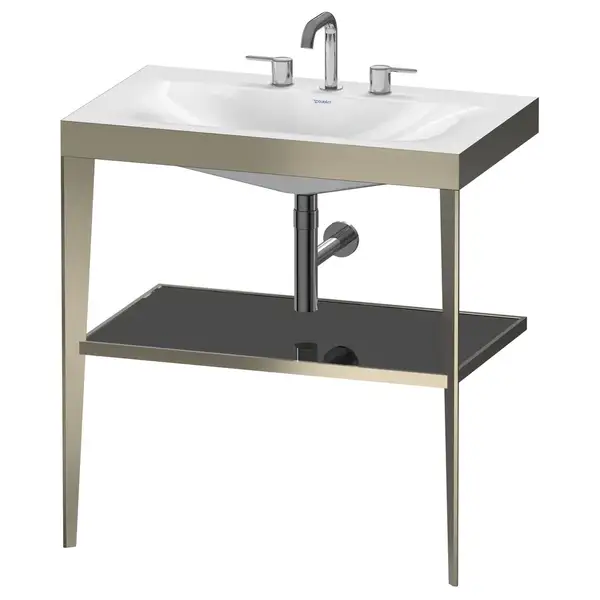 Металлическая консоль с раковиной c-bonded Duravit XViu 80 х 48 х h85 см, матовое шампанское/чёрный глянцевый (XV4715TB140) фото 1 Aquada.com.ua