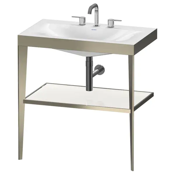 Металлическая консоль с раковиной Duravit XViu 80 х 48 х h85 см, матовое шампанское/белый матовый (XV4715TB185) фото 1 Aquada.com.ua