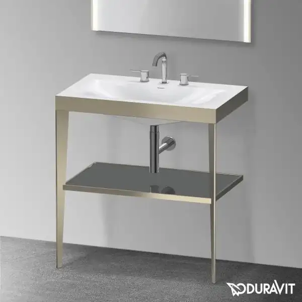 Металлическая консоль с раковиной c-bonded Duravit XViu 80 х 48 х h85 см, матовое шампанское/сёрый (XV4715TB189) фото 2 Aquada.com.ua