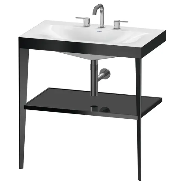 Металлическая консоль с раковиной c-bonded Duravit XViu 80 х 48 х h85 см, чёрный матовый/чёрный глянецевый (XV4715TB240) фото 1 Aquada.com.ua