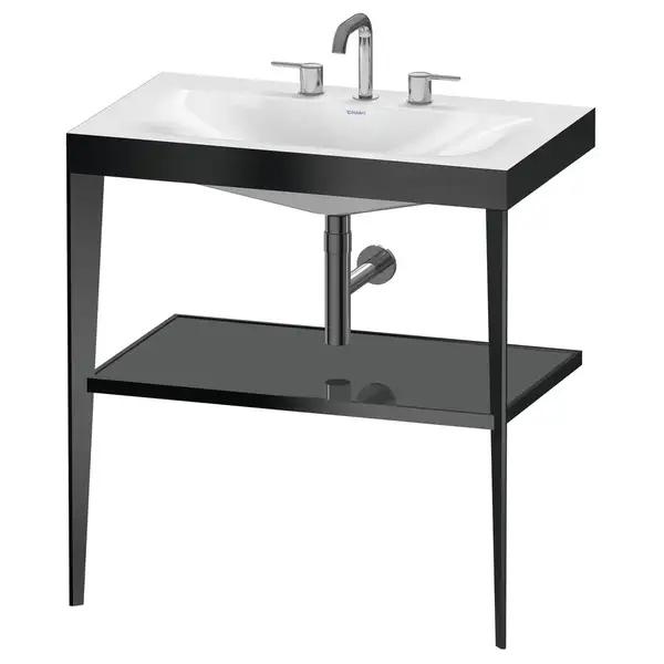Металлическая консоль с раковиной c-bonded Duravit XViu 80 х 48 х h85 см, чёрный матовый/серый (XV4715TB289) фото 1 Aquada.com.ua