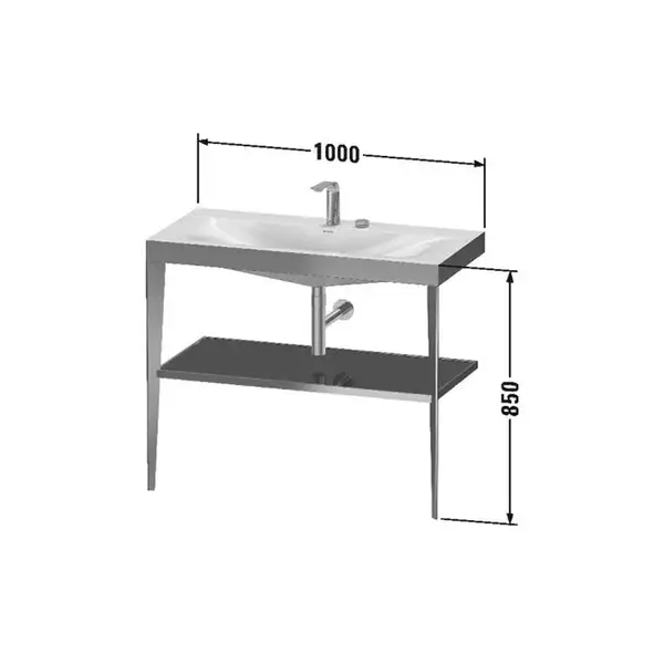 Металлическая консоль с раковиной c-bonded Duravit XViu 100 х 48 х h85 см, матовое шампанское/абрикосовый жемчуг (XV4716EB110) фото 2 Aquada.com.ua