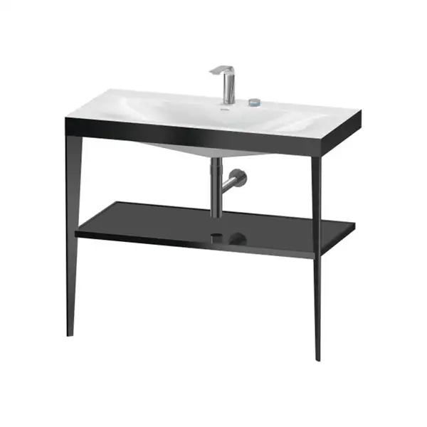 Металлическая консоль с раковиной c-bonded Duravit XViu 100 х 48 х h85 см, чёрный матовый/чёрный глянцевый (XV4716EB240) фото 1 Aquada.com.ua