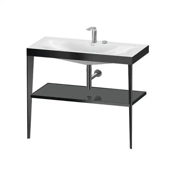 Металлическая консоль с раковиной c-bonded Duravit XViu 100 х 48 х h85 см, чёрный матовый/серый (XV4716EB289) фото 1 Aquada.com.ua