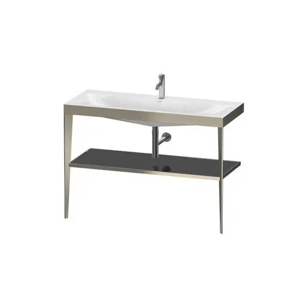 Металлическая консоль с раковиной c-bonded Duravit XViu 120 х 48 х h85 см, матовое шампанское/чёрный глянцевый (XV4717OB140) фото 1 Aquada.com.ua
