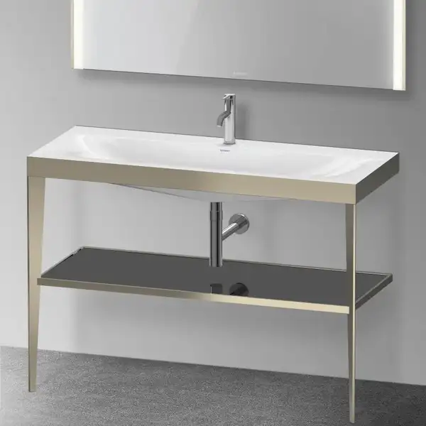Металлическая консоль с раковиной c-bonded Duravit XViu 120 х 48 х h85 см, матовое шампанское/чёрный глянцевый (XV4717OB140) фото 2 Aquada.com.ua